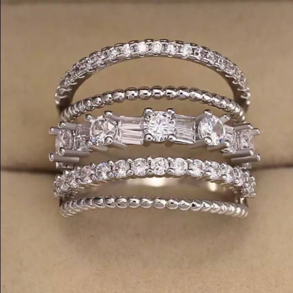 NEW 925 Sterling Silver Diamond Multi Band Ring - Picture 2 of 6